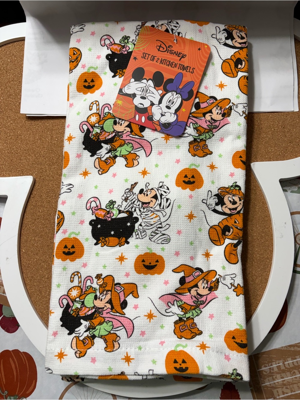 Disney Halloween Minnie & Mickey Kitchen Towel - Orange, Black, White